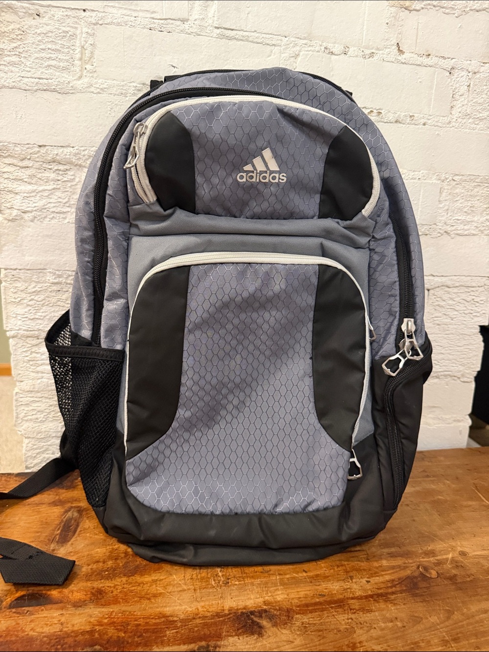 adidas Gray and Black Men's Backpack with Front Organizer